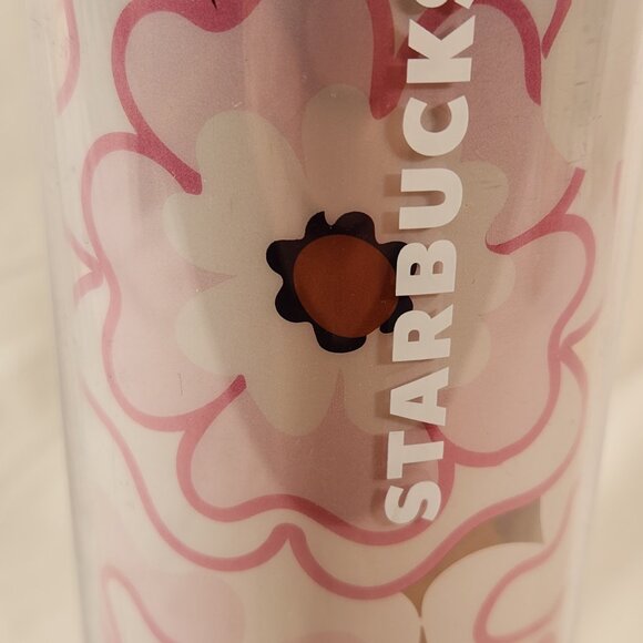 Starbucks Travel Tumbler Pink White Flower Twist Lid Tall Mug Cup 16 oz FastShip - Picture 2 of 13